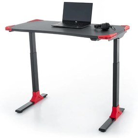 Výškovo nastaviteľný stôl OfficeTech Game, 120 x 60 cm, čierna