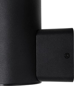 Vonkajšia nástenná lampa čierna s opálovým sklom s pohybovým senzorom - Huma