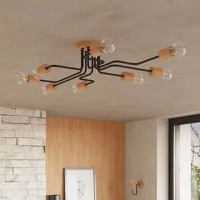 Sollux SL.1671 - Prisadený luster TIMBO 8xE27/15W/230V čierna/béžová/buk