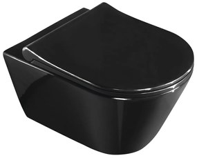 Sapho, AVVA závesná WC misa s bidet. spŕškou, Rimless, 35,5x53 cm, čierna lesklá, 100312-108