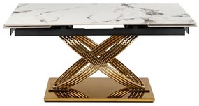 Rozkladací stôl RONNY 160–240 cm biely mramor / Zlatá