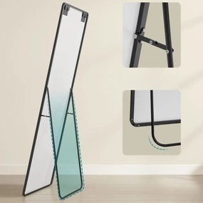 SongmicsHome Obdĺžnikové zrkadlo NOIR, 160x50cm, čierna