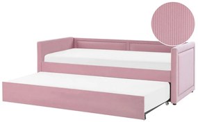 Menčestrová posteľ 90 x 200 cm ružová MIMIZAN Beliani