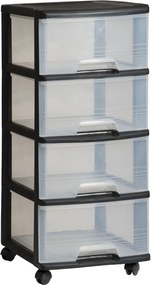 Curver Regál so zásuvkami čierny 4x20l, šírka 37 cm