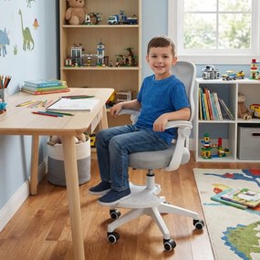 Detská otočná stolička Neoseat JUNI 009 s podnožou — látka, sivá