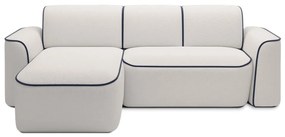 Modrá/krémovobiela rohová pohovka z textílie buklé (ľavý roh/s leňoškou) Ume – ELTAP