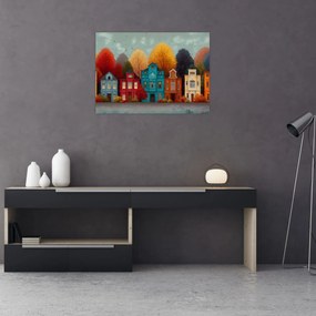 Obraz - Maľované jesenné mesto (70x50 cm)