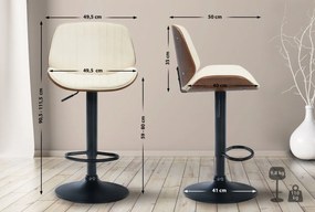 Barová stolička Nova - koženka, čierny rám - Orech / Krémová
