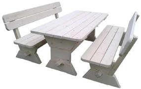 Sedacia súprava z masívneho dreva Masiv, 3 ks, rozmery stola: 195 × 87 × 76 cm
