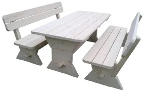 Sedacia súprava z masívneho dreva Masiv, 3 ks, rozmery stola: 195 × 87 × 76 cm