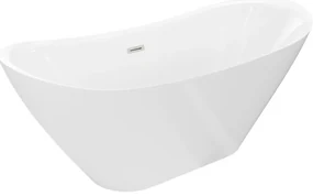 Mexen Lotos, voľne stojaca vaňa 150 x 75 cm, biela, prepad brúsený nikel, 52051507700-97
