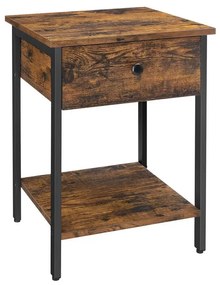 Príručný stolík VASAGLE LET55BX - Industriálny dizajn so zásuvkou