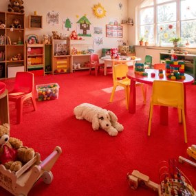 Beaulieu International Group, Metrážny koberec Destiny 0724 Red, na mieru, šíře 4m, červená, filc, detská izba