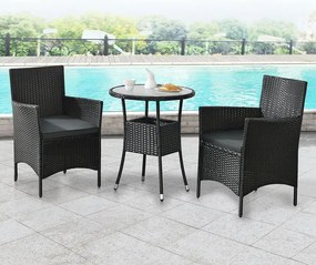 InternetovaZahrada Balkónový set Bayamo - čierny + šedé podušky