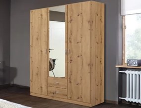 Šatníková skriňa so zrkadlom Case, 136 cm, dub artisan%