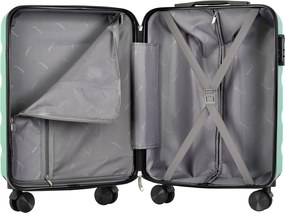 BONTOUR „Wave“ 3-dielna súprava kufrov s dvojitými kolieskami, s TSA zámkom, púdrovo zelená