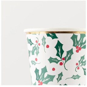 Papierové jednorazové tégliky v súprave 8 ks Holly Pattern – Meri Meri