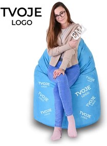 Sedací vak hruška semišová modrá s vlastným logom EMI