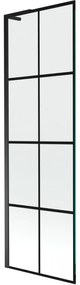 Mexen Next L, 1-krídlová vaňová zástena 60 x 150 cm, 6mm číre sklo-čierny vzor, čierny profil, 895-060-000-03-77-70