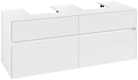 VILLEROY &amp; BOCH Collaro závesná skrinka pod dve umývadlá na dosku, 4 zásuvky, 1400 x 500 x 548 mm, White Matt, C10300MS