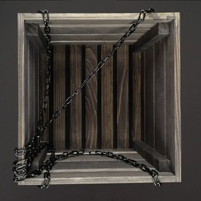 AMADEA Drevený závesný obal s kvetináčom tmavý, 27x27x21 cm, český výrobok