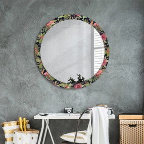 Okrúhle ozdobné zrkadlo Hibiscus kvety fi 90 cm