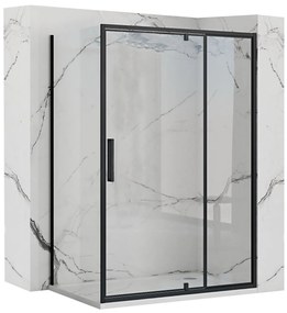 Rea Rapid Swing, rohový sprchovací kút 80(dvere) x 100(stena), 6mm číre sklo, čierny profil, KPL-009924