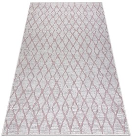 Koberec SISAL SION  MREŽA  22129 ploché  tkanie  ecru / ružová