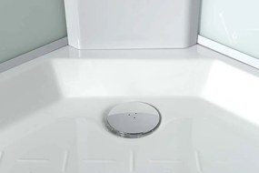 Aqualine AIGO, štvrťkruhový sprchový box, zástena 900x900x2040mm, biely profil, číre sklo, YB93