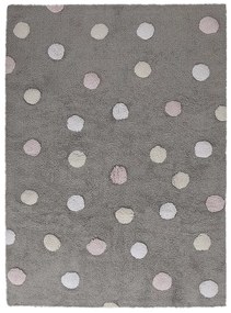 Lorena Canals, Pre zvieratá: Prateľný koberec Tricolor Polka Dots Grey-Pink, 120x160, šedá, obývacia izba