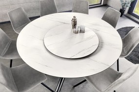 Jedálenský stôl SPIN – 150 cm, keramická doska, biely, s odnímateľnou platňou