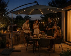 Ekspand Záhradný LED slnečník s bočným ramenom 300 cm sivý