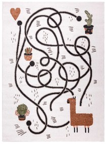 Detský kusový koberec Fun Game llama cream, 80x150, biela, detská izba, Dywany Łuszczów
