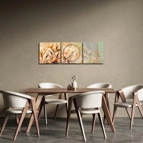 Obraz - Maľované rastliny (s hodinami) (90x30 cm)