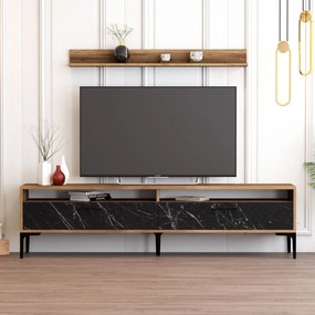 TV szekrény Istanbul - Walnut, Black Marble