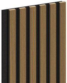 Mexen Lam-F, akustické stenové lamely 275 × 30 cm, plstený podklad 8 mm, technická dyha, teak zlatistý, S105-275307-3015-014