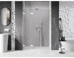 Mexen Lunar-F, L skladacie ľavé sprchové dvere 150 cm, 8mm číre sklo, biely profil, 836SL-150-050-20-00-L