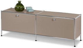 Nízky kovový stolík »CN3« s 2 výklopnými dvierkami, tmavošedý