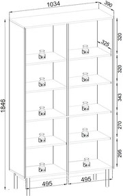 Vysoká vitrína Japandi, 104 cm, béžová kašmír
