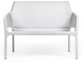 NET BENCH záhradná lavica s podrúčkami bianco