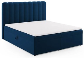 Tmavomodrá boxspring posteľ s úložným priestorom 180x200 cm Gina – Milo Casa