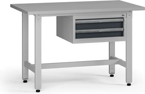 Výškovo nastaviteľný dielenský stôl G5, 1200 x 750 x 800-1000 mm, 1x kontajner, 2 zásuvky, grafit