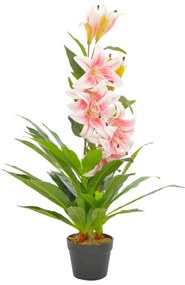 vidaXL Umelá rastlina, ľalia s kvetináčom, ružová 90 cm