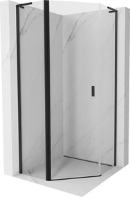 Mexen Mist L, päťuholníkový sprchový kút s krídlovými dverami, 90 x 90 cm, 8mm číre sklo, čierny profil, 8A8L-090-090-70-00