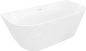 Mexen Oris, voľne stojaca ryhovaná vaňa 150 x 75 cm, biela lesklá, biely prepad, 52871507500-20