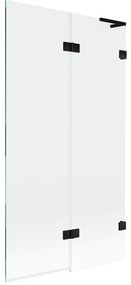 Mexen Lunar L, 2-krídlová vaňová zástena pravá 100 x 150 cm, číre sklo, čierna matná, 897L-100-100-70-00-P