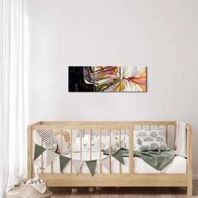 Obraz - Žena hrajúca na piáno (s hodinami) (90x30 cm)