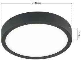 Orion DL 7-657/14 - LED Stropné svietidlo BULLY LED/12W/230V pr. 14 cm čierna