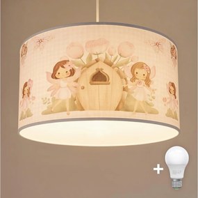 Brilagi - LED detský luster na lanku BOBO 1xE27/60W/230V pr. 35 cm ružová s motívom víl