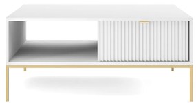KONFERENČNÝ STOLÍK VIGGO BIELY + ZLATÝ PODSTAVEC 104 cm